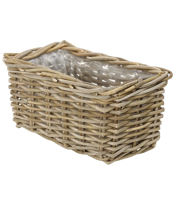 Van Der Leeden Rattan-Pflanzkasten, Graubraun 3 Van Der Leeden Rattan-Pflanzkasten, Graubraun