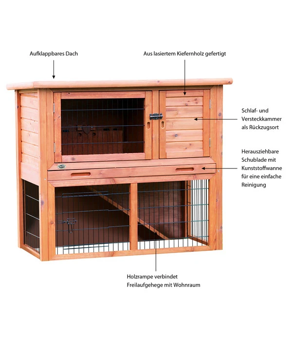 Trixie Nagerheim Mit Freilaufgehege, Braun, Ca. B116/H97/T63 Cm 4 Trixie Nagerheim Mit Freilaufgehege, Braun, Ca. B116/H97/T63 Cm – Bild 2