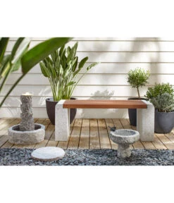 Dehner Granit-Gartenbank, Ca. B120/H45/T35 Cm, Grau/braun 5 Dehner Granit-Gartenbank, Ca. B120/H45/T35 Cm, Grau/braun -Tepro Store 4071049 WE MO 001 DehnerGranit GartenbankmitWPCFlaecheSteinbankSitzbank