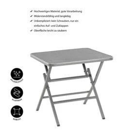 Dehner Klapptisch Chicago, Eckig -Tepro Store 4422382 WE IG 001 CHICAGOKLAPPTISCH80x80