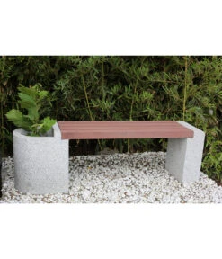 Dehner Granit-Gartenbank, Ca. B145/H45/T35 Cm, Grau/braun -Tepro Store 4451605 WE MO 001 DehnerGranitGartenBankMitWPCBepflanzkasten