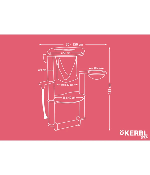 KERBL Wandkratzbaum Dolomit Grappa Pro, Beige, Ca. B70/H138/T66 Cm 7 KERBL Wandkratzbaum Dolomit Grappa Pro, Beige, Ca. B70/H138/T66 Cm – Bild 5