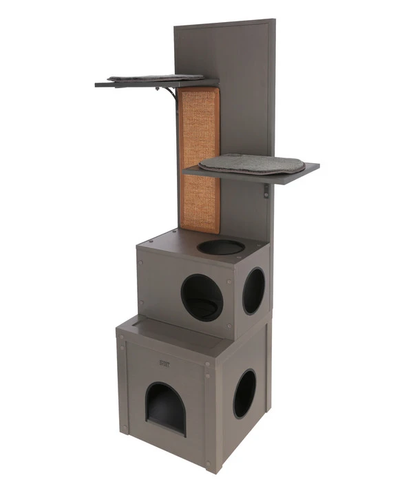 KERBL Katzenspielhaus Alex ECO, Grau, Ca. B42/H152,5/T42 Cm 3 KERBL Katzenspielhaus Alex ECO, Grau, Ca. B42/H152,5/T42 Cm