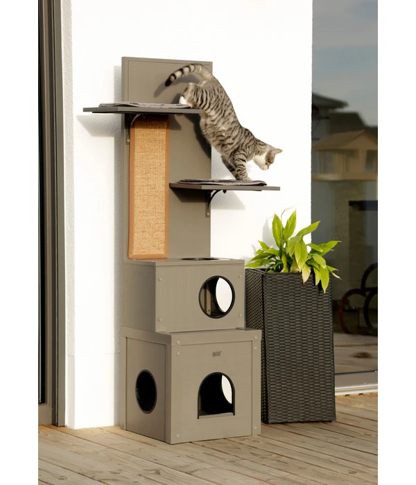 KERBL Katzenspielhaus Alex ECO, Grau, Ca. B42/H152,5/T42 Cm 4 KERBL Katzenspielhaus Alex ECO, Grau, Ca. B42/H152,5/T42 Cm – Bild 2