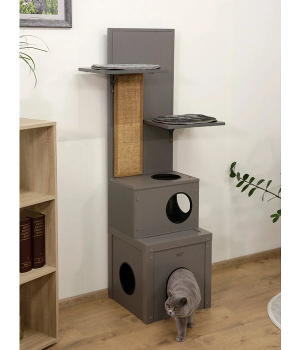 KERBL Katzenspielhaus Alex ECO, Grau, Ca. B42/H152,5/T42 Cm 5 KERBL Katzenspielhaus Alex ECO, Grau, Ca. B42/H152,5/T42 Cm – Bild 3