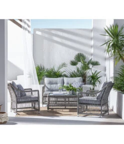 Dehner Geflechtlounge Santos, 4-teilig -Tepro Store 6875074 WE MO 001 LoungeSantosNEU