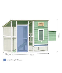 Dehner Hühnerstall Happy Farm Lotti, Hellgrün, Ca. B182/H119,5/T91 Cm -Tepro Store 6897052 WE BG 001 DehnerMarkenqualitaetHuehnerstallLotti